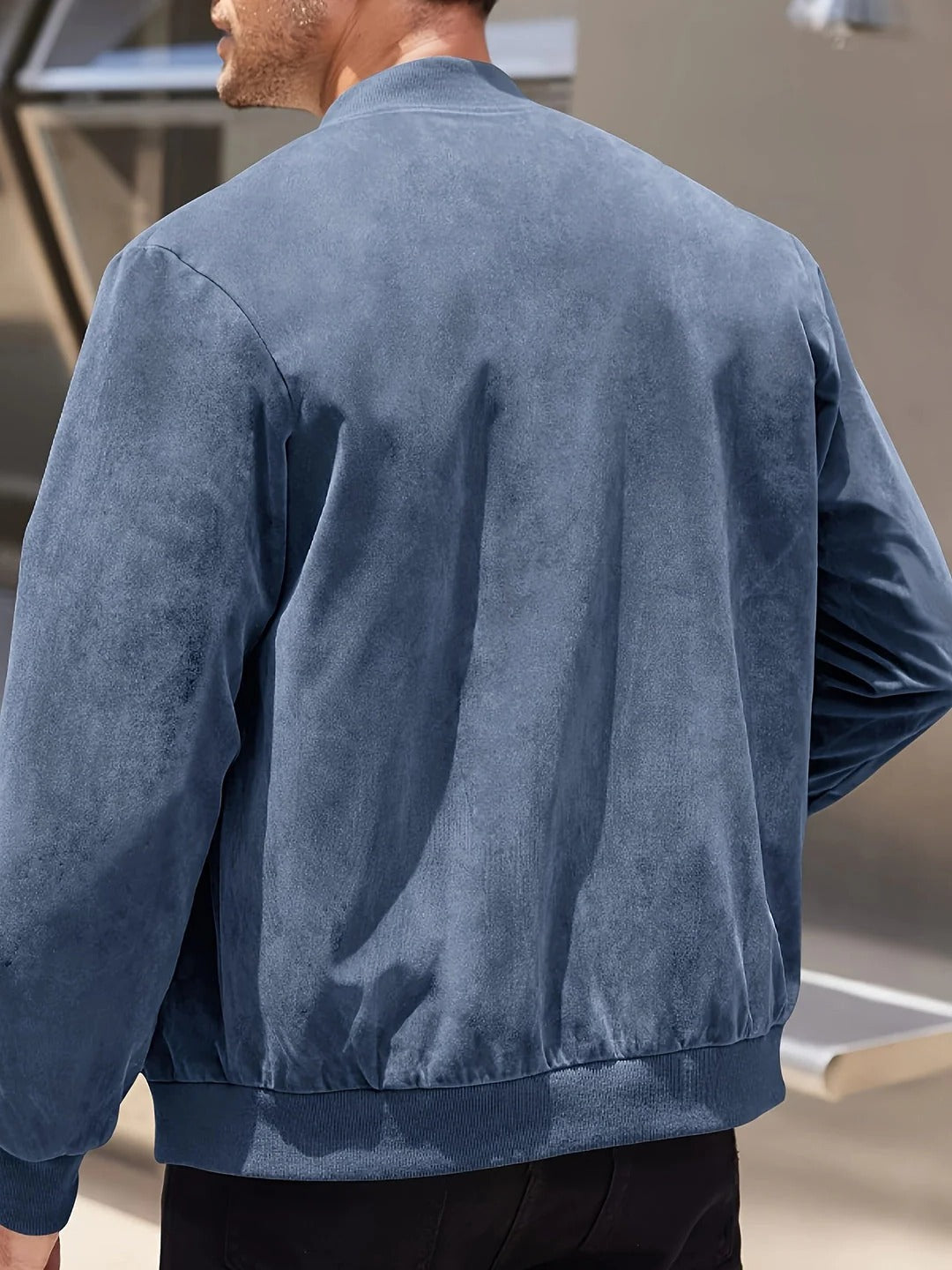 Veste Légère Homme Avec Col Montant Fermeture Éclair Pleine Longueur Pour Printemps Et Automne Amawinc