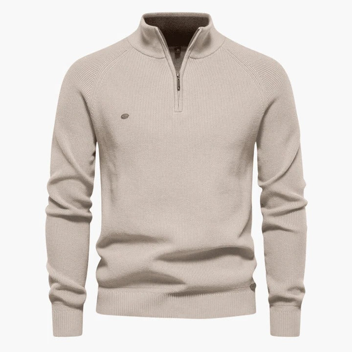 Amawinc Pull En Maille Pour Homme Bleu Marine Col Zip Quart Professionnel Et Décontracté