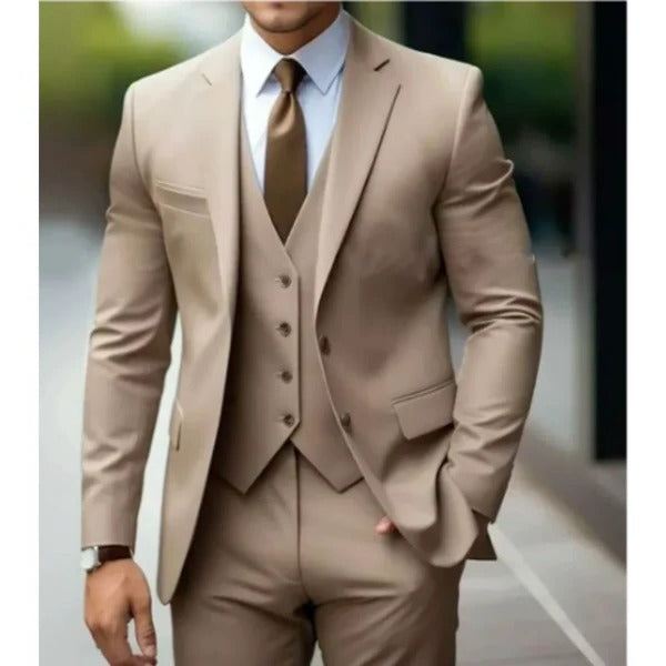 Amawinc Costume Homme Trois Pièces à Deux Boutons Veste Gilet Pantalon pour Mariages Réceptions et Affaires