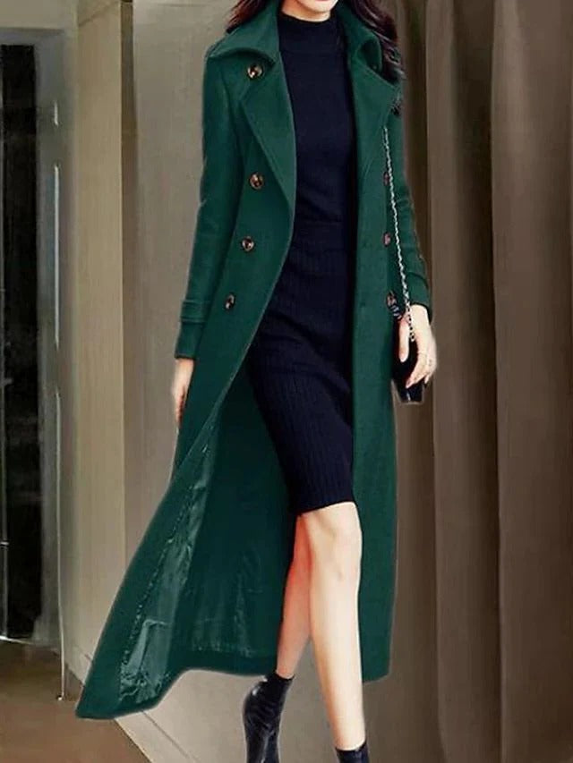 Manteau Long Hiver Pour Femme Avec Ceinture Ajustable Et Col Revers Élégant Pour Plus De Style Et Confort
