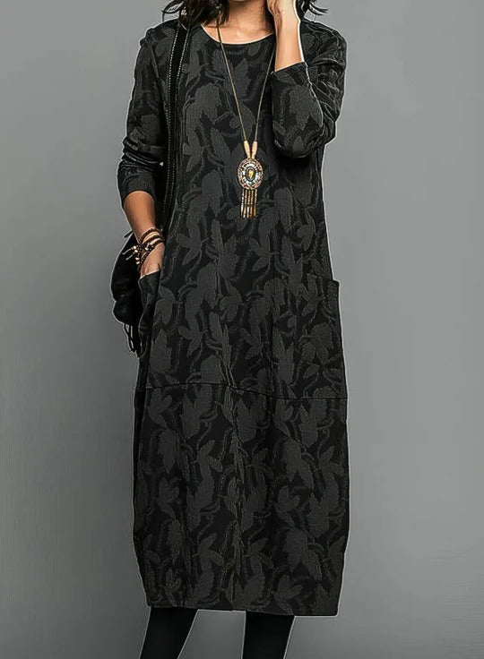 Robe D'Hiver Pour Femmes Avec Col Rond Chic Et Polyvalente Parfaite Pour Tenues Quotidiennes En Hiver