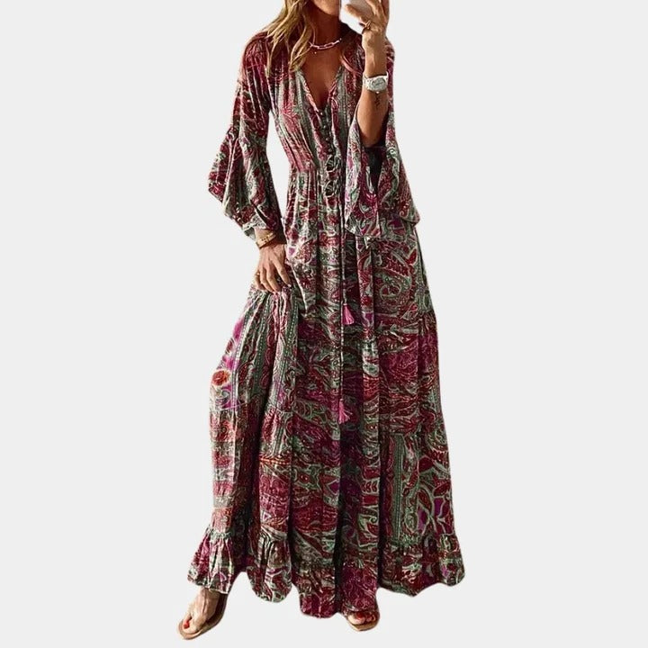 Robe Longue Femme Bohème Confortable Idéale Tous Jours Occasions Décontractées Semi Formelles