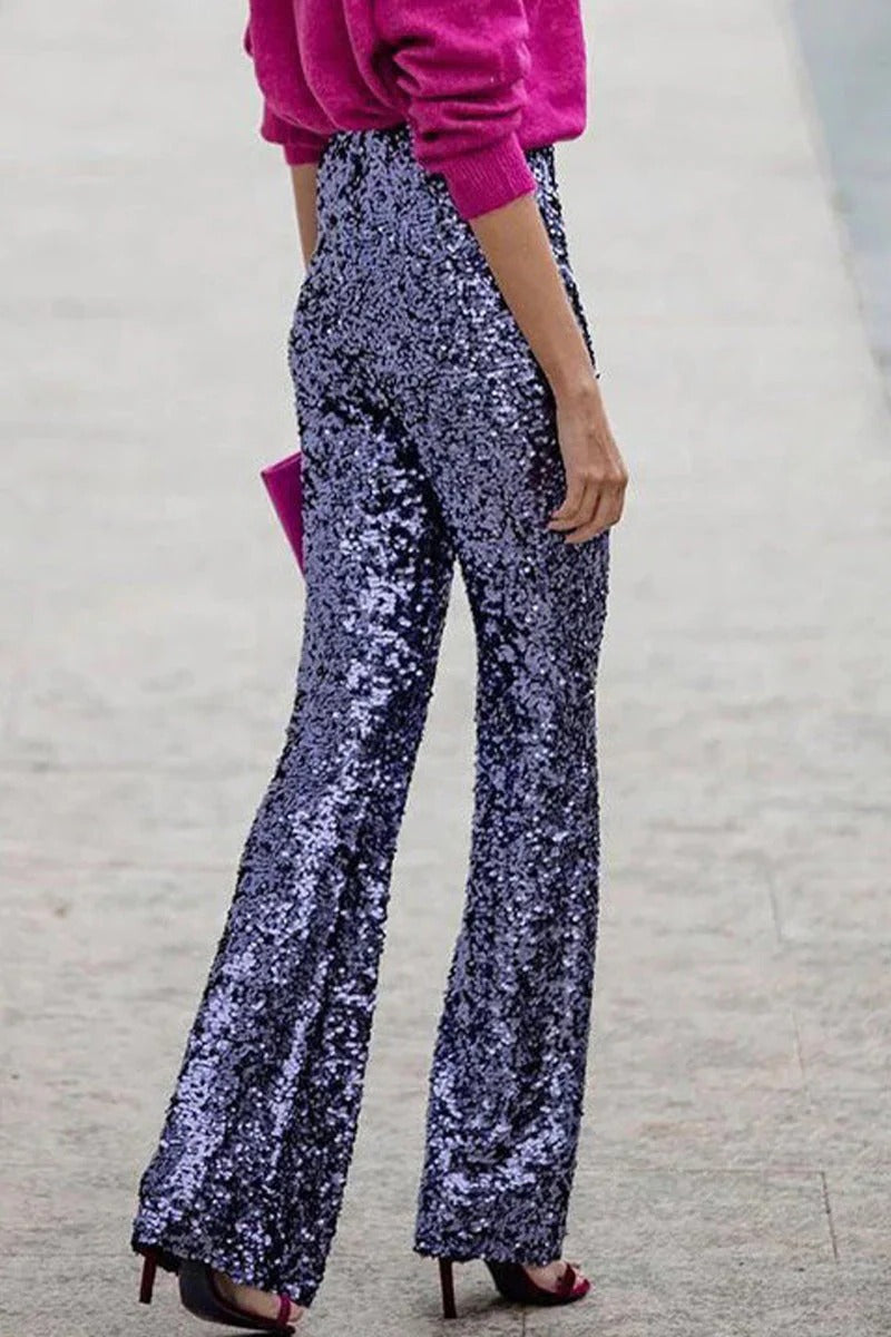 Pantalon À Sequins Slim Fit Avec Longueur Intégrale Pour Soirée Éblouissante Et Confortable