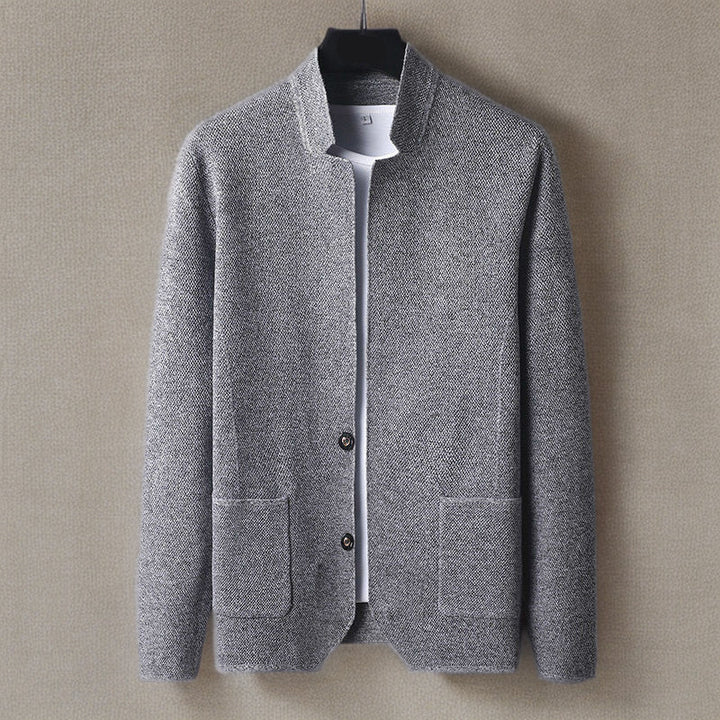 Amawinc Cardigan En Cachemire Pour Homme Avec Col Debout Et Poches Profondes Silhouette Slim