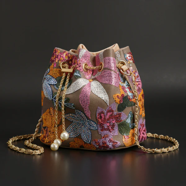 Sac À Sequins Carmelle Amawinc Orné À La Main De Sequins En Cascade Et Cordon Métallique Pour Une Soirée Éblouissante