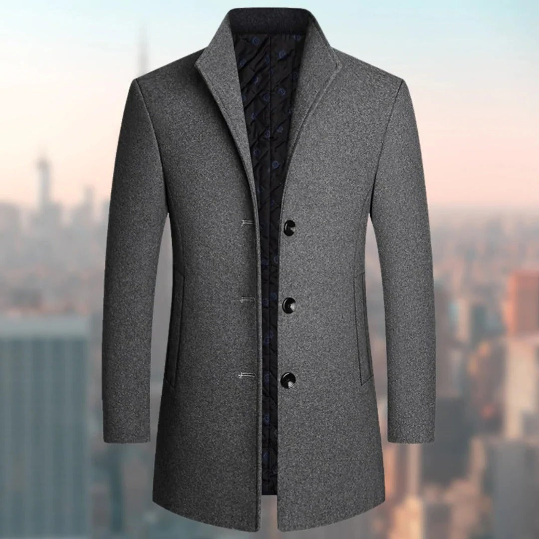 Manteau Long Homme Amawinc Hiver À Boutonnage Simple Coupe Classique Pour Temps Froid
