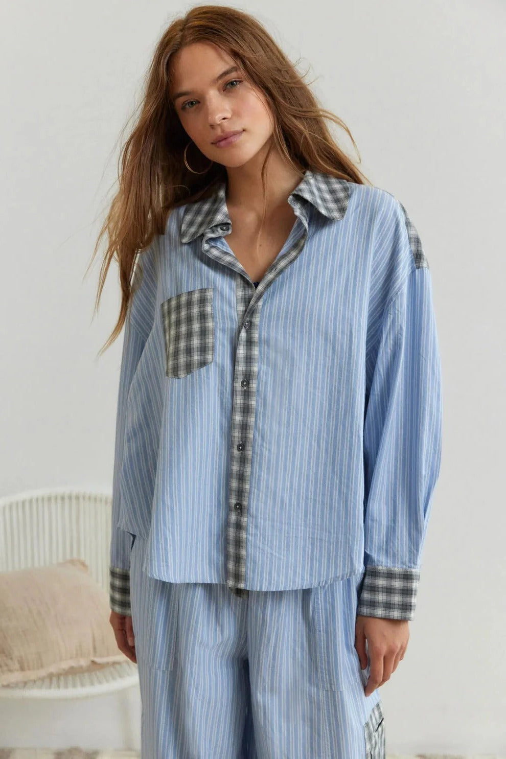 Ensemble Pyjama Deux Pièces Femme À Carreaux Confortable Et Classique Pour Détente