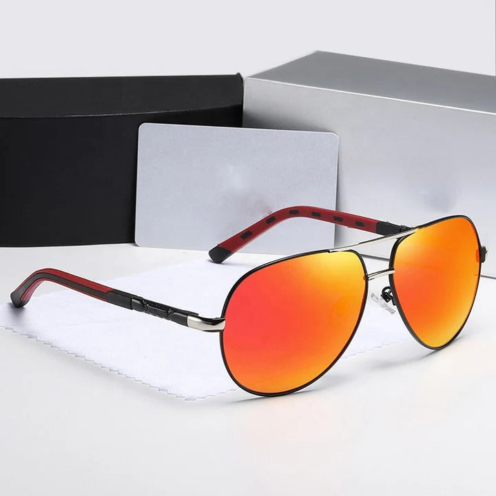 Lunettes Aviateur Polarisées Pour Hommes En Cadre Acier Inoxydable Verres À Haute Clarté Pour Plein Air