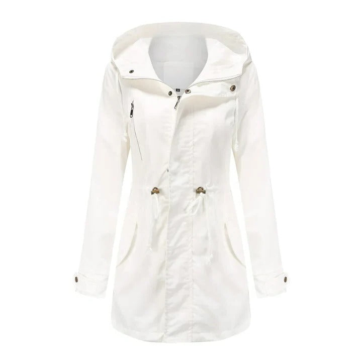 Mackintosh Long Imperméable Avec Protection Contre la Pluie et le Vent, Coupe Longue Structurée Pour Tenue Quotidienne