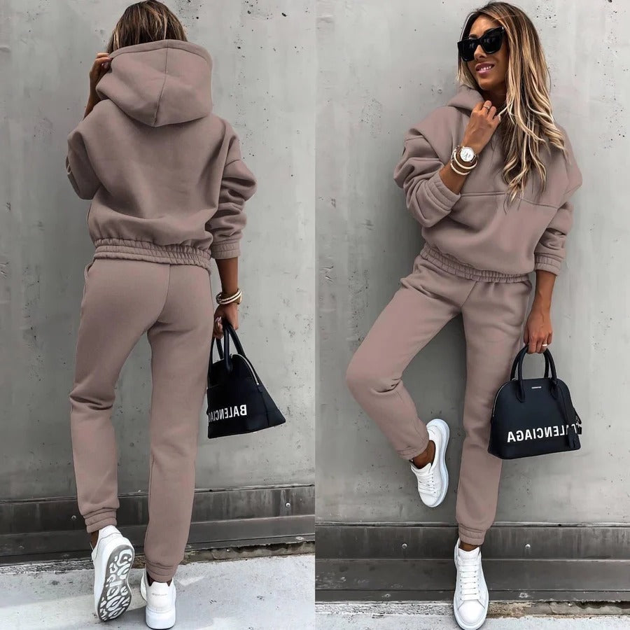 Ensemble Survêtement Décontracté Classique Sweat Capuche Oversize Et Pantalon Jogger Slim Pour Maison Et Voyage