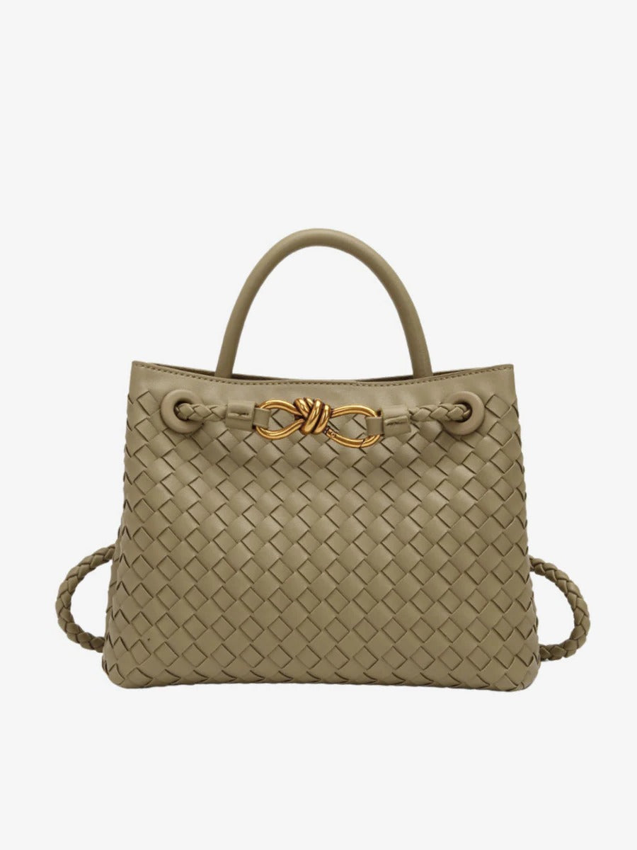 Sac À Main Tissé Amawinc Structuré Noir Avec Bandoulière Double Et Nœud Doré Pour Professionnels Et Étudiants Polyvalents