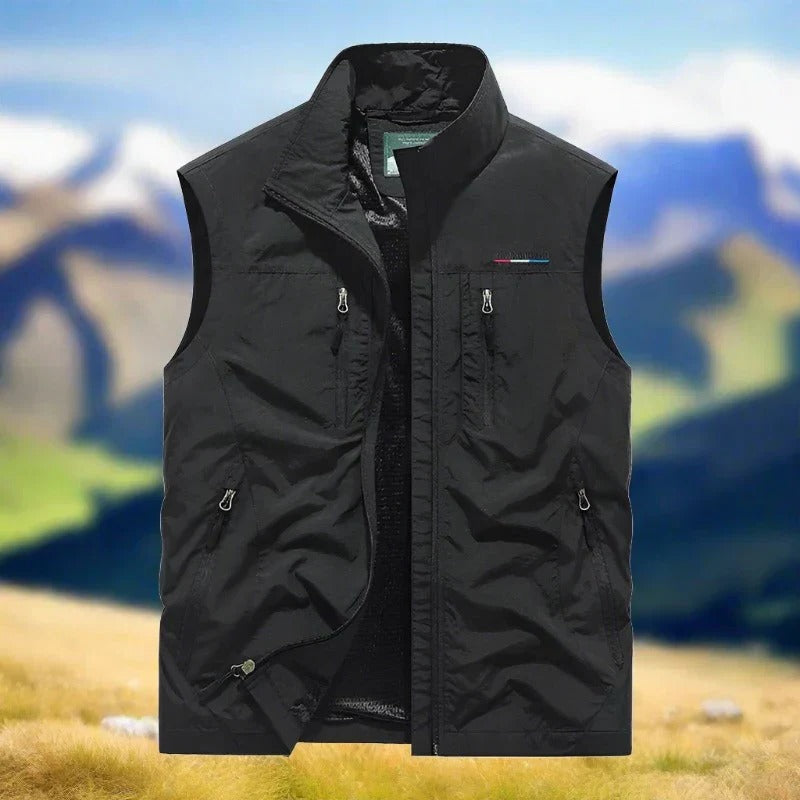 Amawinc Gilet Sans Manches Homme Léger Coupe Vent Avec Poches Multiples Pour Randonnée Et Usage Quotidien