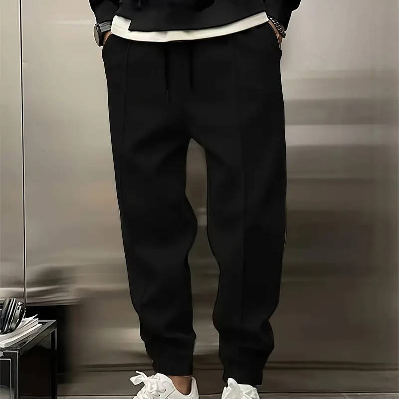 Pantalon Jogger À Plis Pour Homme Confortable Avec Poignets Élastiques Pour Travail Et Loisirs
