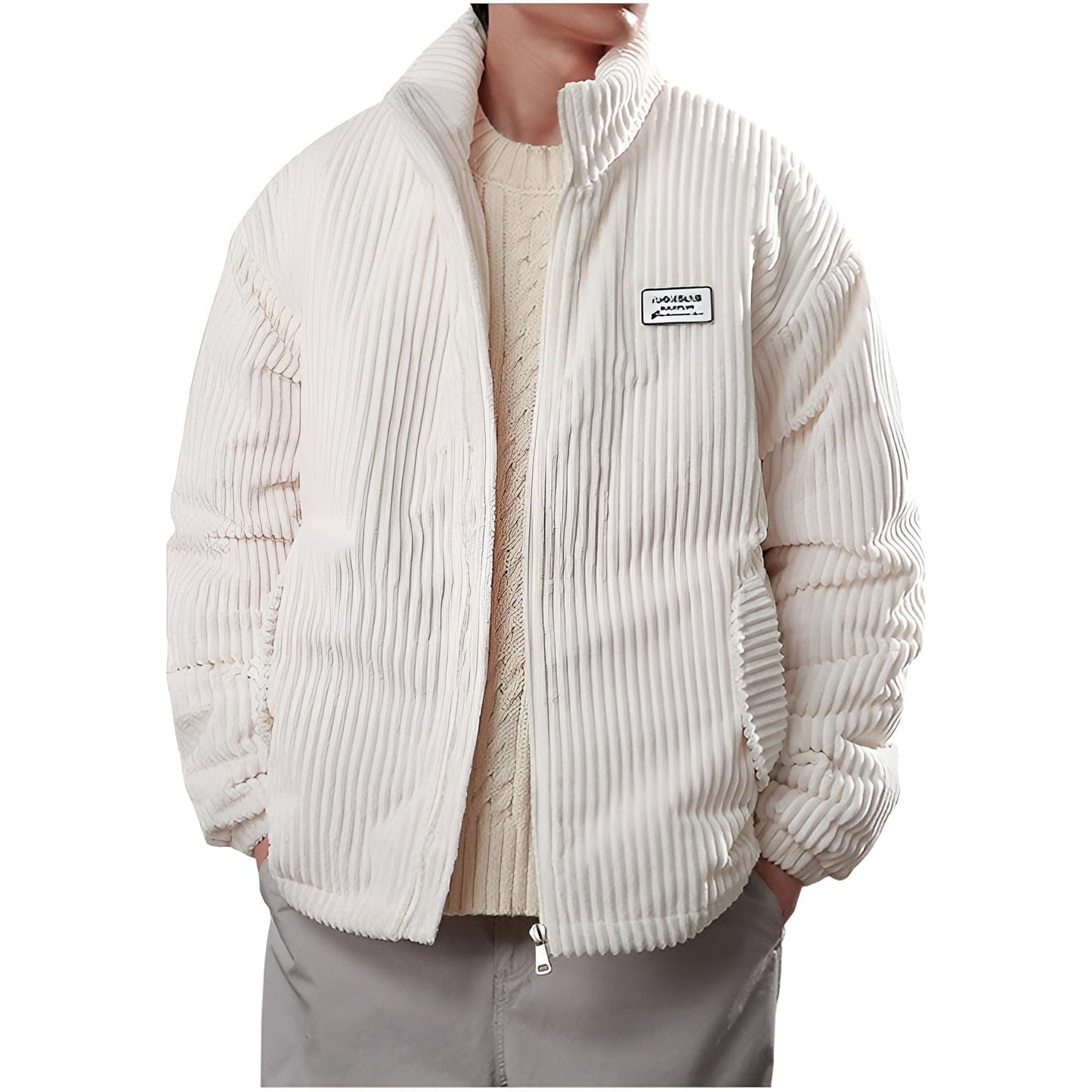 Veste Matelassée Velours Côtelé Pour Homme Amawinc Chaude Et Isolante Avec Rembourrage Polyester Peluche