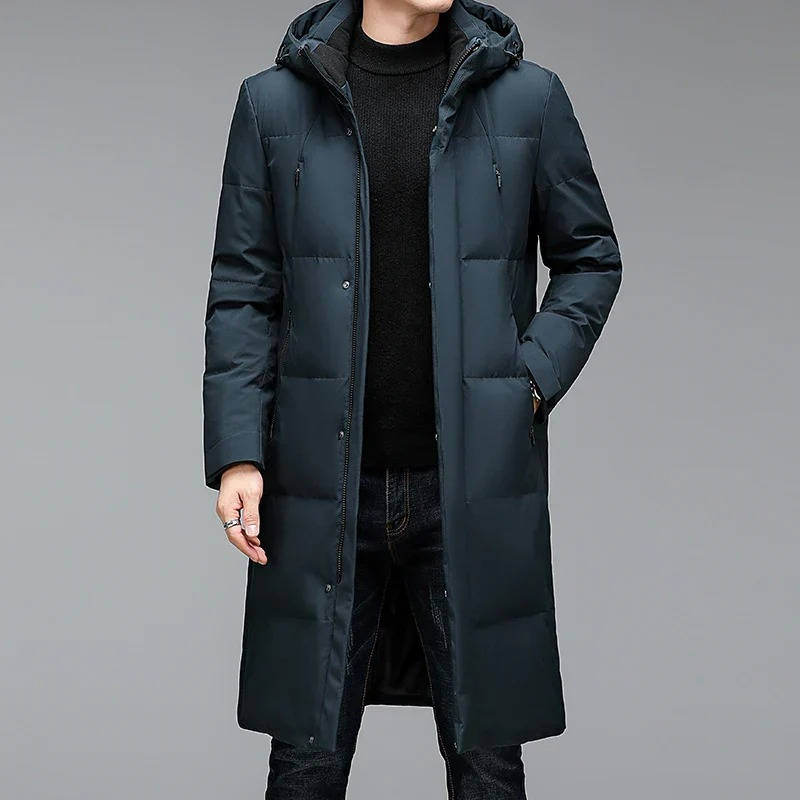 Doudoune Homme Longue Avec Capuche Isolante Veste Hivernale Longline Pour Temps Froids