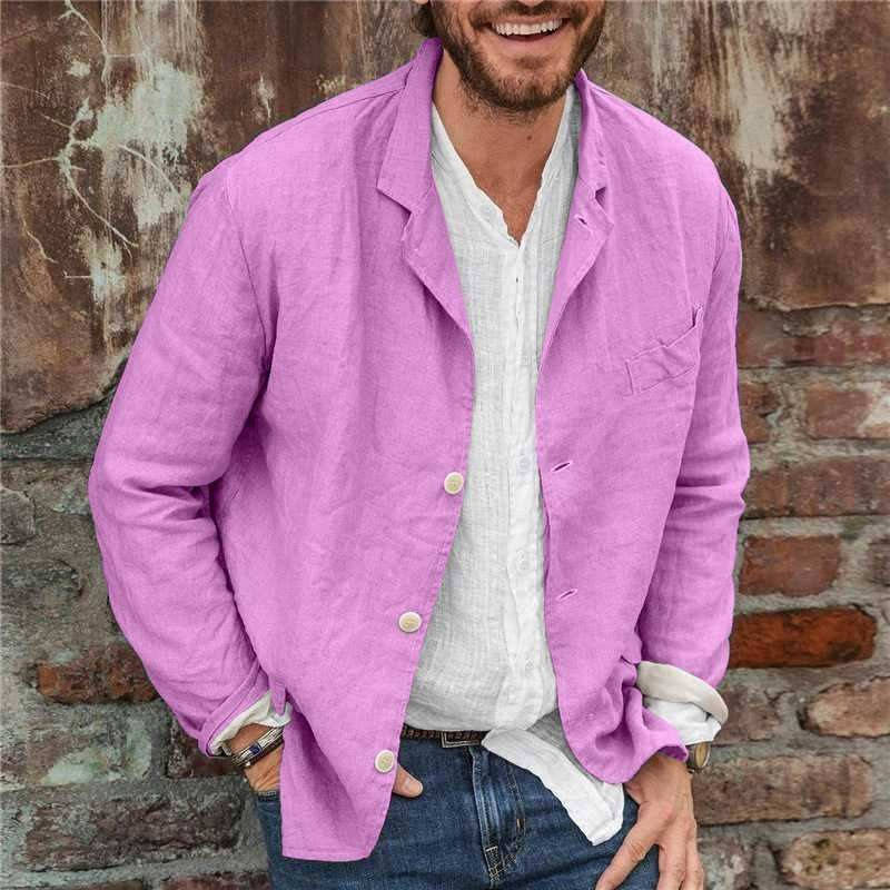 Amawinc Veste Décontractée En Lin Homme Légère Respirante Mélange Lin Coton Blazer Pour Brunch Ou Travail Décontracté