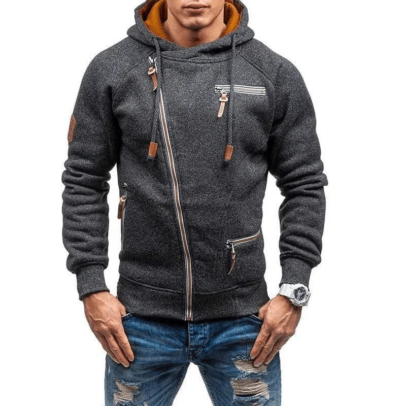 Nordisk Flair Hoodie Homme Regular Fit Polaire Avec Zip Asymétrique Et Poches Zippées Style Décontracté