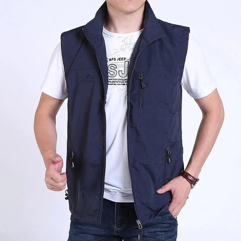 Gilet Sans Manches Nordisk Flair Homme Coupe Droite Léger Col Haut Poches Zippées