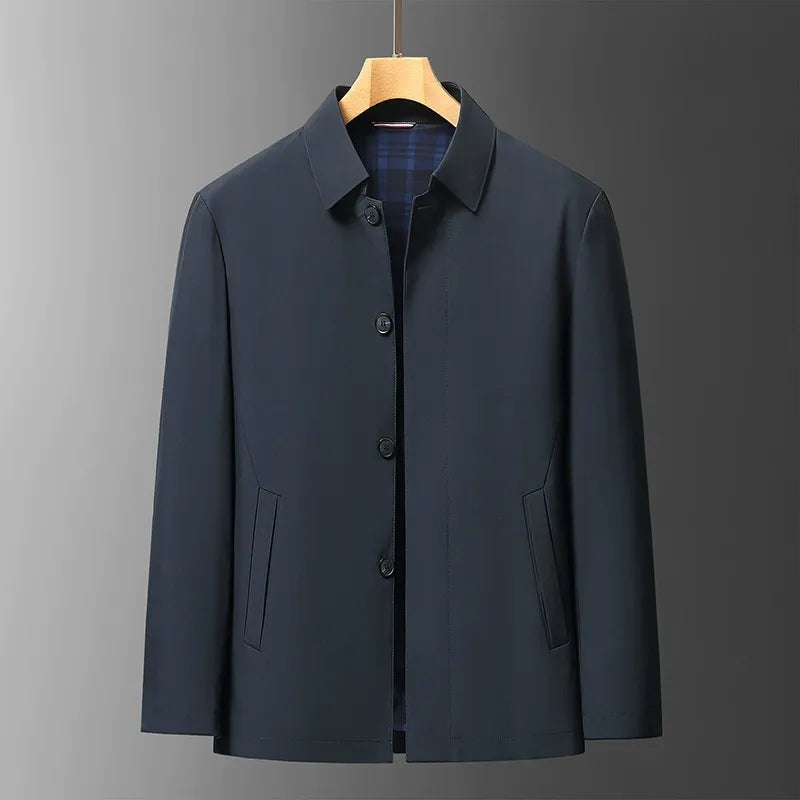 Veste Homme Coupe Regular Mi Longue À Bouton Devant Col À Pointes Et Doublure À Carreaux