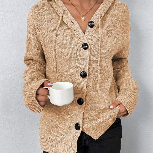 Amawinc Cardigan À Capuche Femme Coupe Oversize Tricot Doux Boutonnage Devant Bord Côtes Confortable Et Stylé