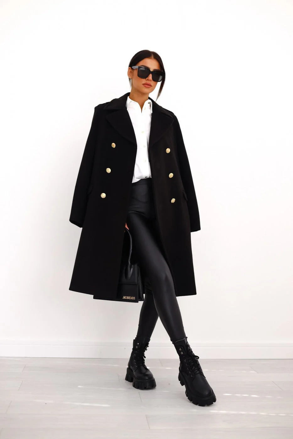 Manteau Long Pour Femme En Laine Mélangée Camel Double Boutonnage Coupe Tailorée Revers Cranté
