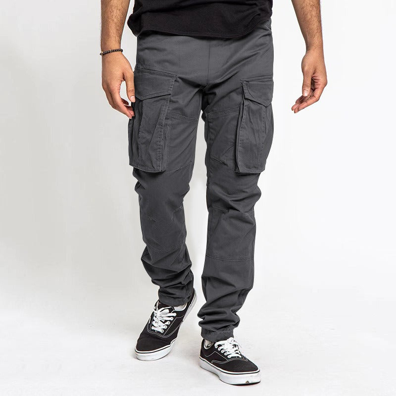 Pantalon Cargo Homme Nordisk Flair Coupe Décontractée Mélange Coton Poches Utilitaires Jambe Droite Pleine Longueur