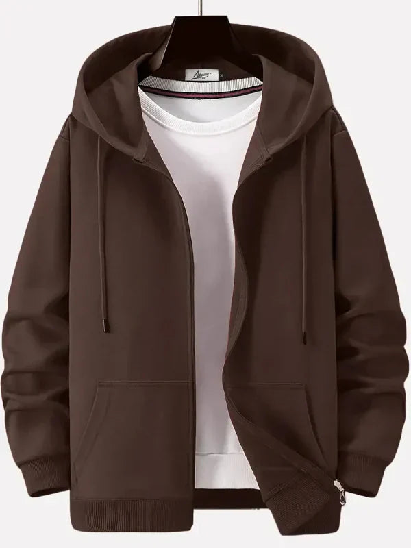 Amawinc Sweat À Capuche Zippé pour Homme Coupe Décontractée Coton Mélangé avec Cordon Poches Avant
