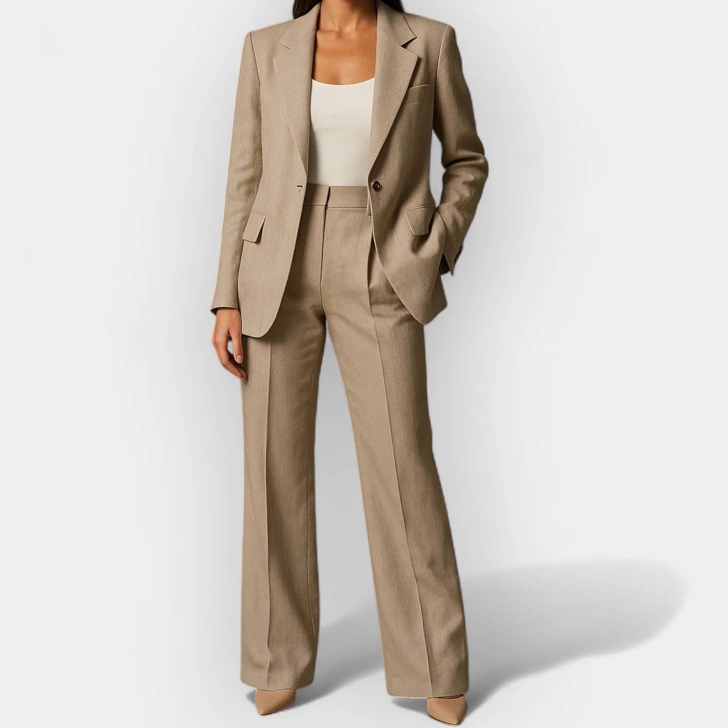 Tailleur Pantalon Deux Pièces Femme Élégant Polyvalent Pour Professionnelle Moderne