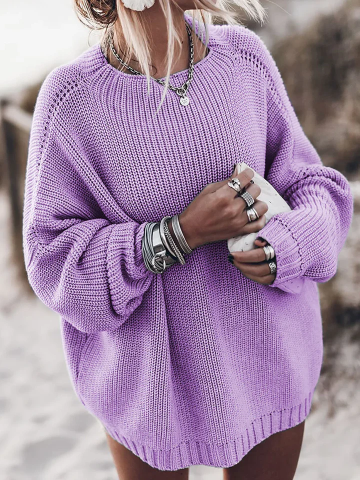 Pull Femme Oversize en Maille Épais Manches Raglan Ourlet Côtelé Nordisk-Flair Confortable