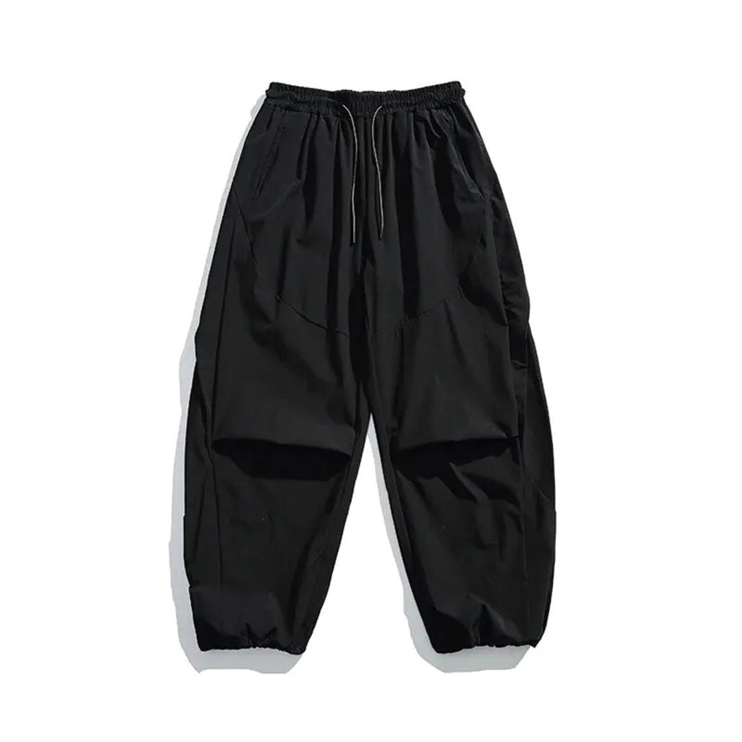 Pantalon Large À Volume Exagéré Avec Coutures Techniques Poches Multiples Taille Élastique