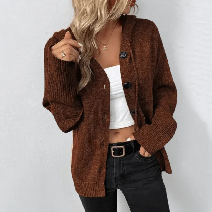 Cardigan Femme En Laine Tricotée Coupe Décontractée Avec Boutons Sur Le Devant Poignets Et Ourlet Côtetés Nordisk Flair