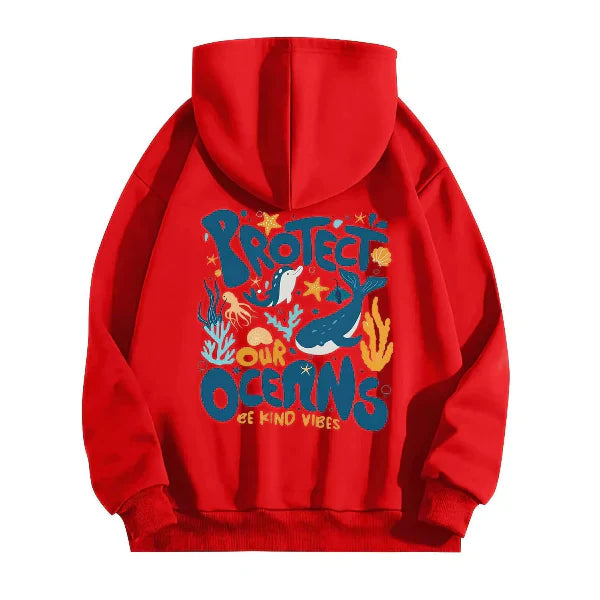 Sweat À Capuche Femme Oversize Effet Coton Graphique Marin Imprimé Dos Confort Décontracté