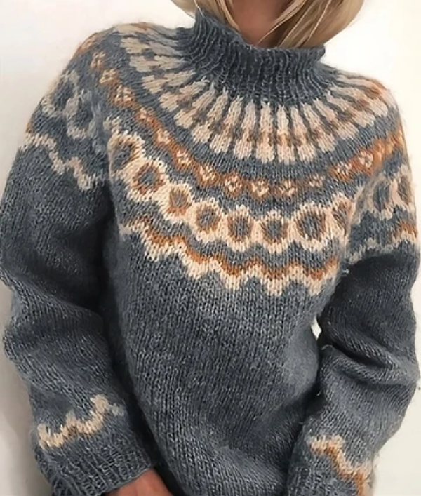 Pull Col Roulé En Laine Tricot Épais Coupe Décontractée Motif Nordique Nordisk Flair