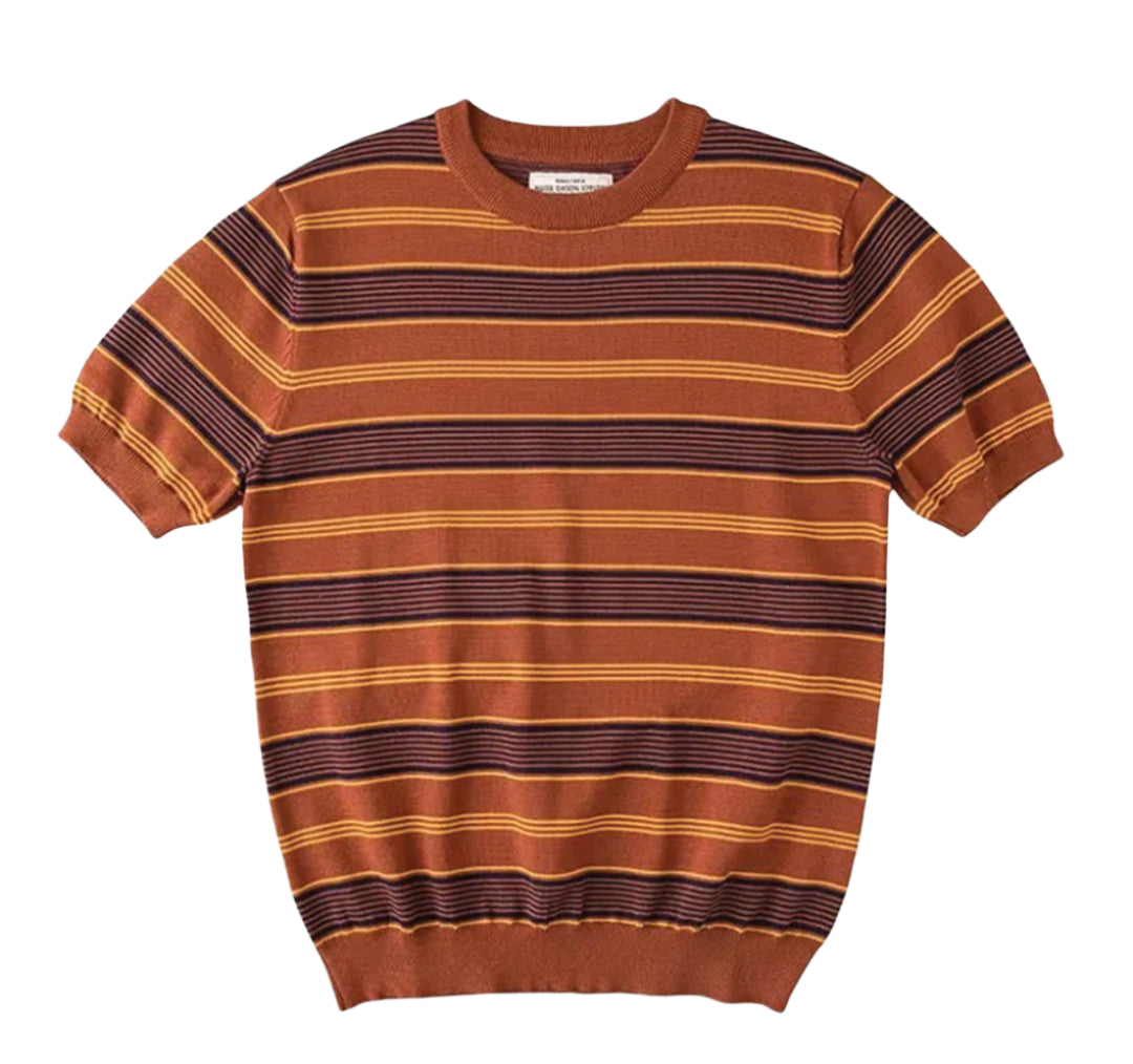Uniform Poem Knit T Shirt À Rayures Horizontales En Maille Côtelée Coton Poly Confort Décontracté