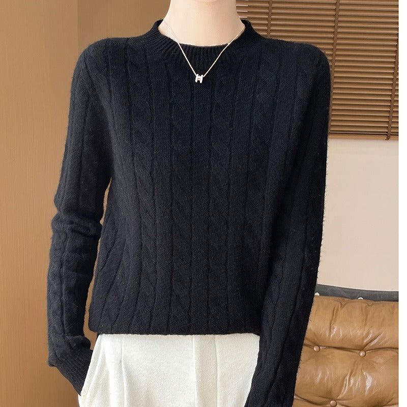Pull Femme En Laine Tricot Câble Décontracté À Manches Longues Amawinc Confort Chaud Pour L'Hiver