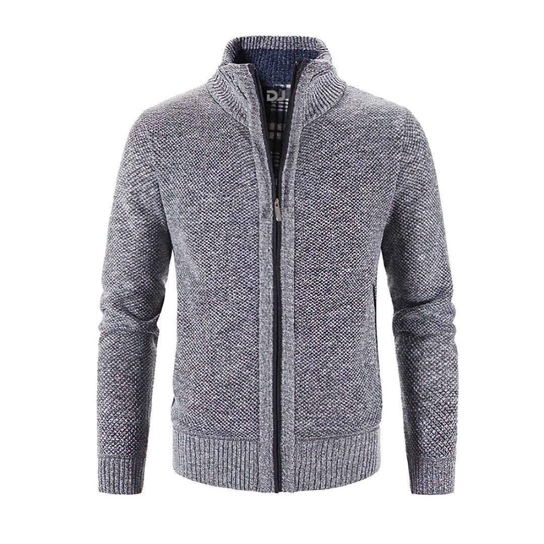 Cardigan Zippé Homme Slim Fit En Laine Tricotée Avec Bordures Rib Et Accents Contrastés Pour Tous Les Jours