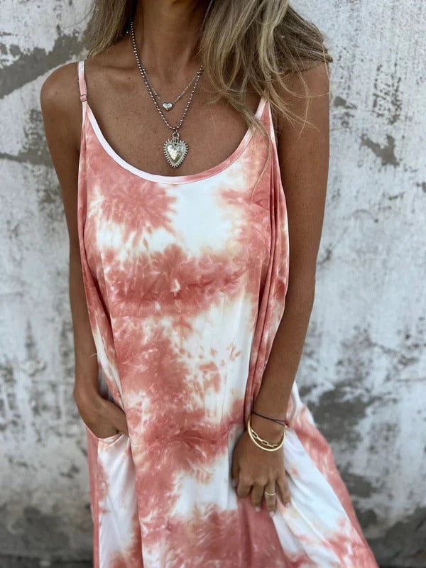 Robe Maxi Décontractée Amawinc Encolure Scoop Bretelles Spaghetti Été Polyvalente Pour Temps Chauds