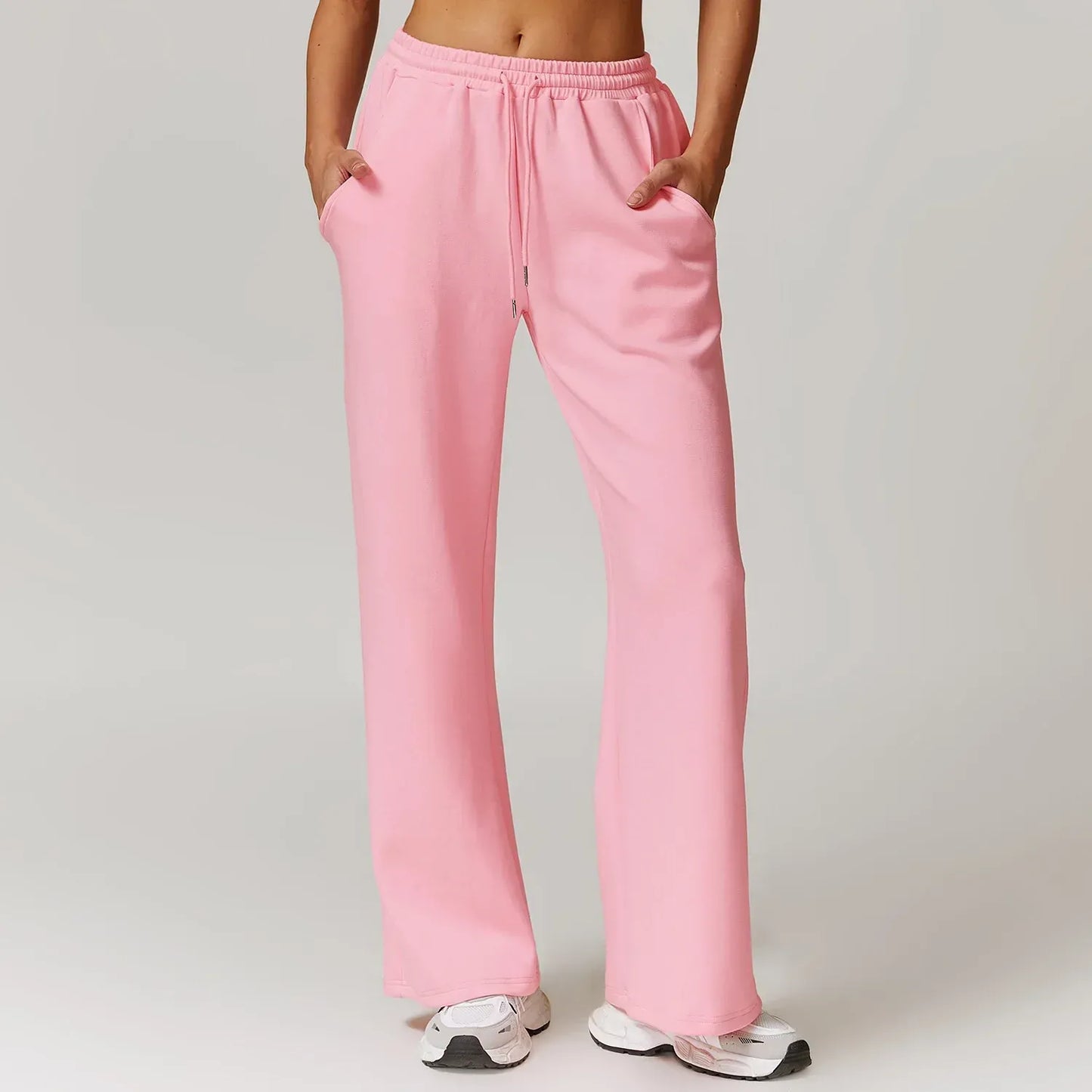 Amawinc Pantalon De Détente Pour Femme Coupe Décontractée Évasé En Maille Avec Ceinture À Cordon Et Poches