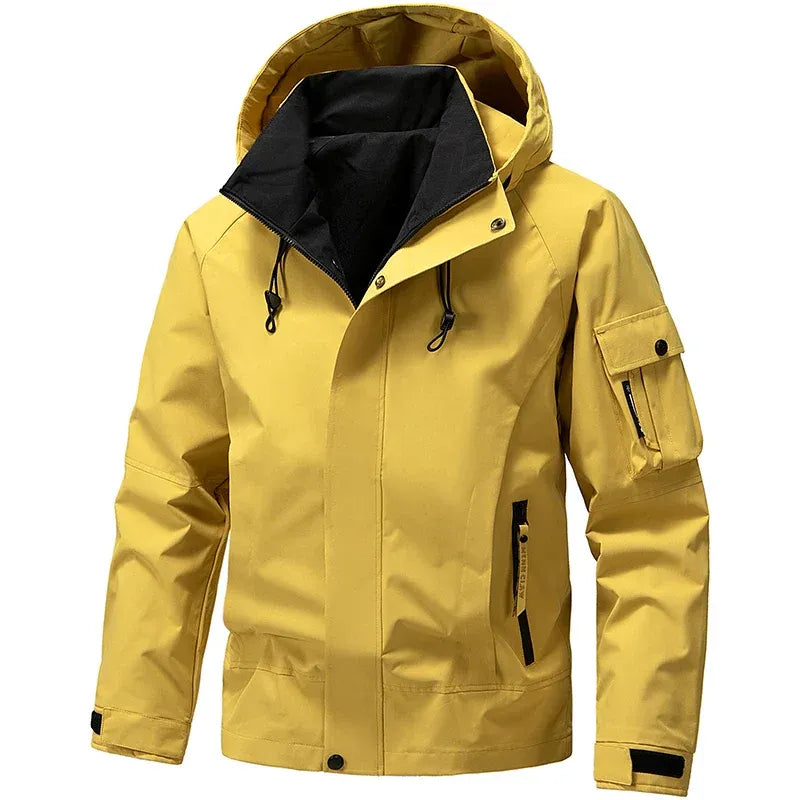Veste À Capuche Pour Homme Coupe Régulière Imperméable Fermeture Éclair Poches Utilitaires Toutes Conditions Météo