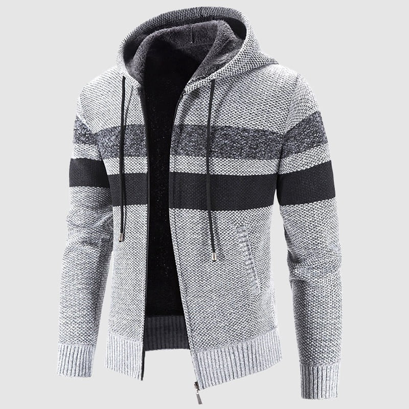 Veste Tricot À Capuche Pour Homme Amawinc Zip Complet Longueur Hanche Décontractée