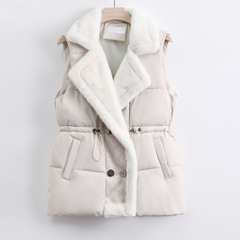 Veste Matelassée Pour Femme Avec Col En Fourrure Synthétique Et Cordon De Serrage À La Taille