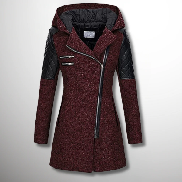 Nordisk-Flair Veste Pour Femme Coupe Ajustée Manches Matelassées Zip Asymétrique Capuche Moderne
