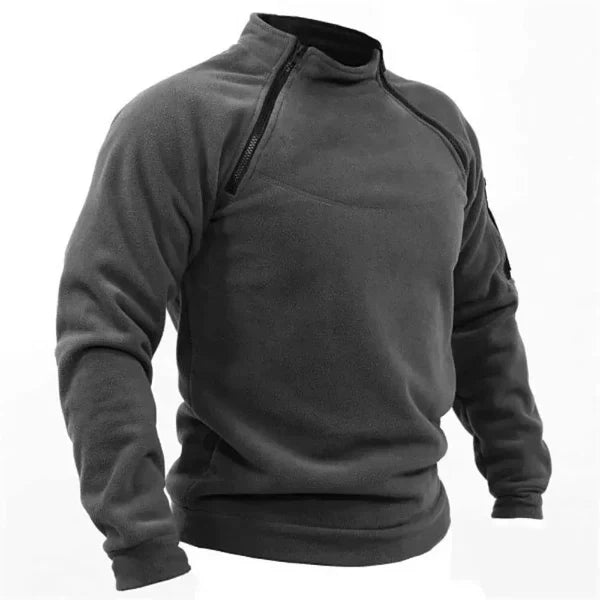 Pull Polaire Pour Homme À Col Haut Avec Poches Pratiques Coupe Régulière Chaud Pour Plein Air