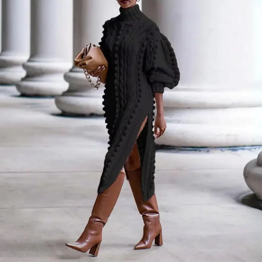 Robe Tricot Ivy Braid À Tresses Chaud Pour Automne Et Hiver, Confort Cocooning Et Style Raffiné