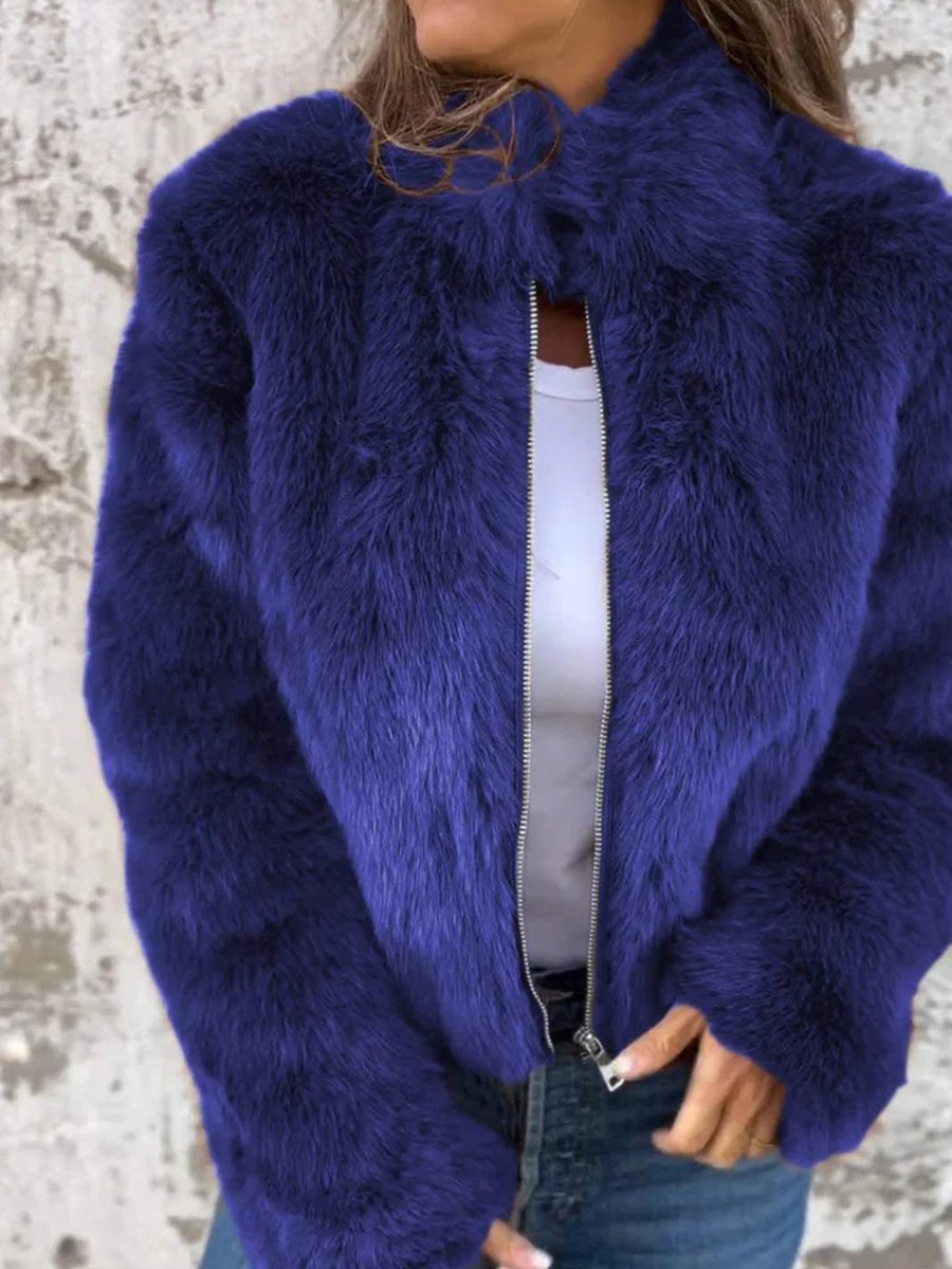 Beata Kunstfellmantel mit Zipper