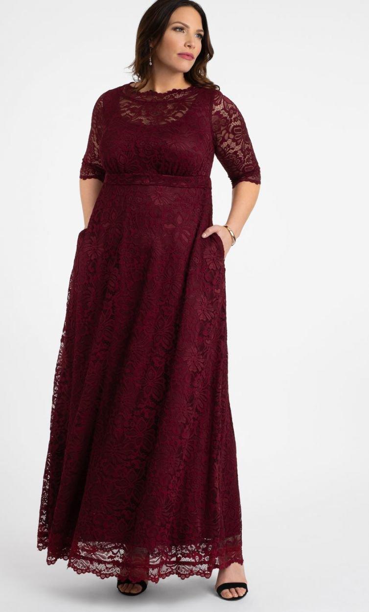 Kiyonna Long Plus Size Lace Dress Sale - Amawinc