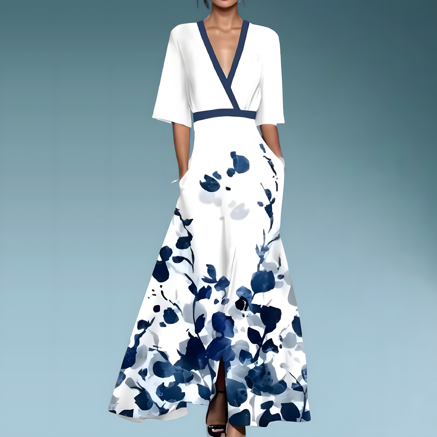 Stilvolles, figurbetontes und zeitloses Blumenkleid von Fudus