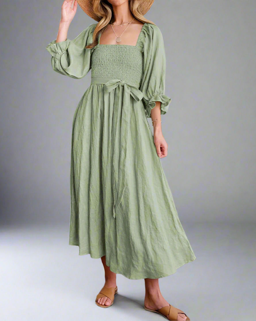 Damen-Midikleid mit Cut-Outs und Puffärmeln