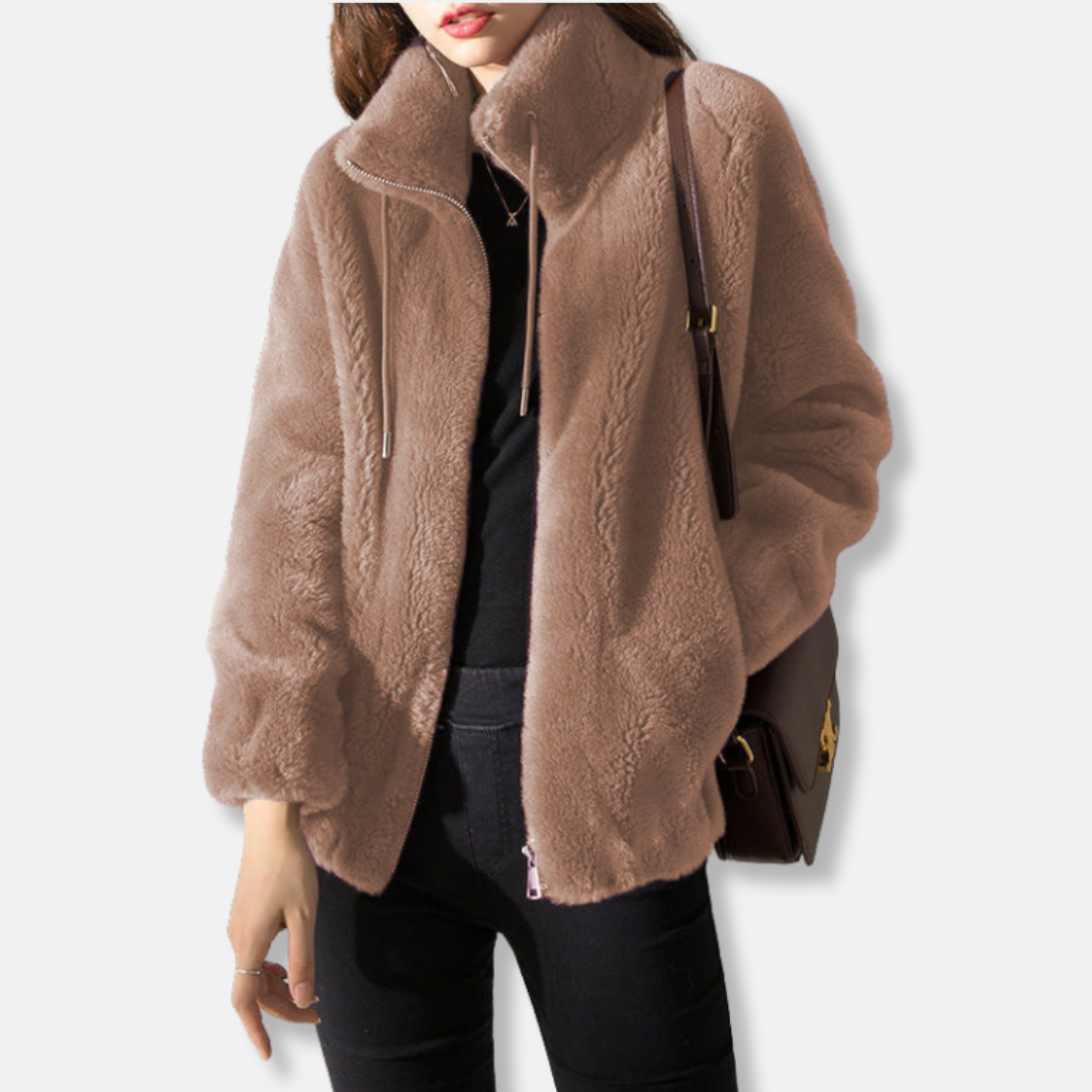 Veste Polaire Femme Coupe Décontractée Col Montant Zip Entier Poignets et Base Elastiques Confort Doux Nordisk Flair
