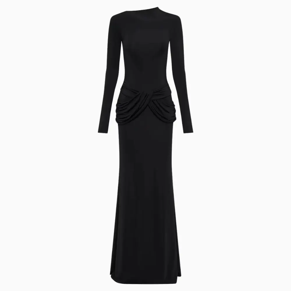 Robe Maxi Slinky À Manches Longues Lila Amawinc Confort Raffiné Pour Temps Froid